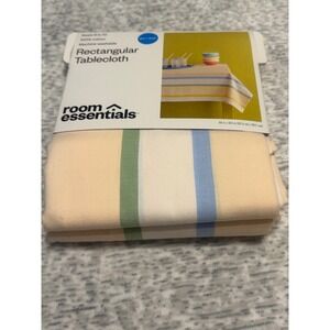 Room Essentials Rectangular Tablecloth 60 x 104 Cotton‎ Stripes Machine Washable